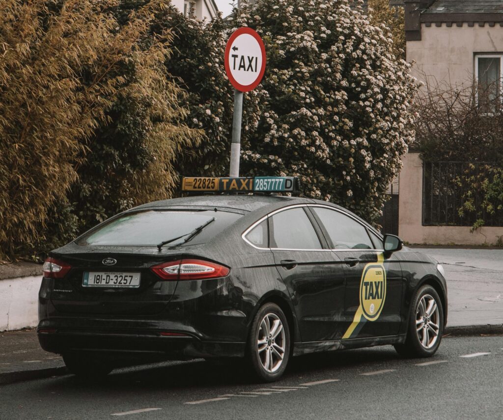 Taxi parked Ireland local hackney
